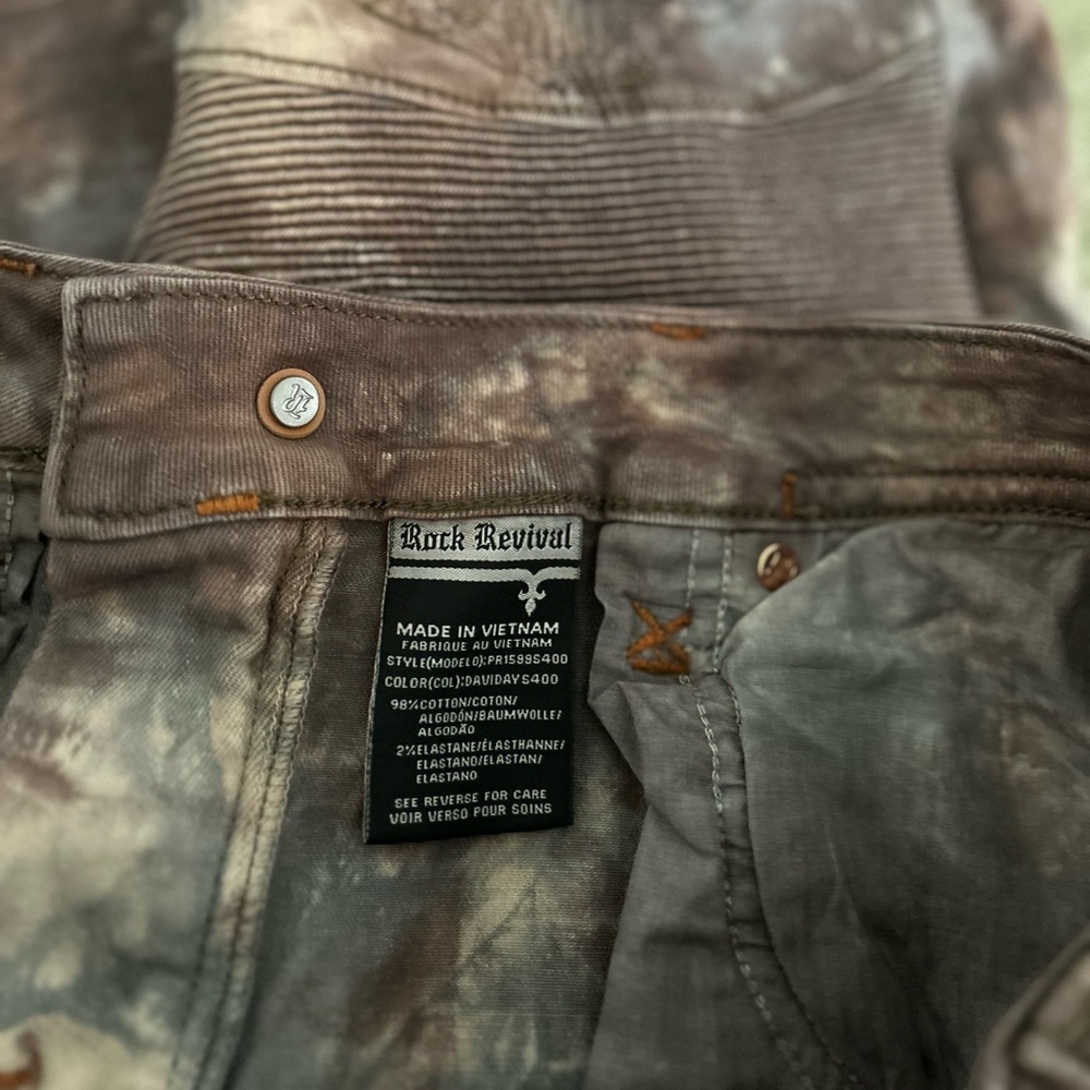 Rock Revival Moto Daviday Distressed Jeans size 36x32 - Picture 6 of 14